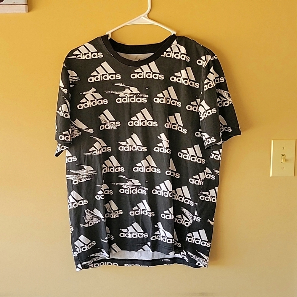 Adidas logo print black shirt medium